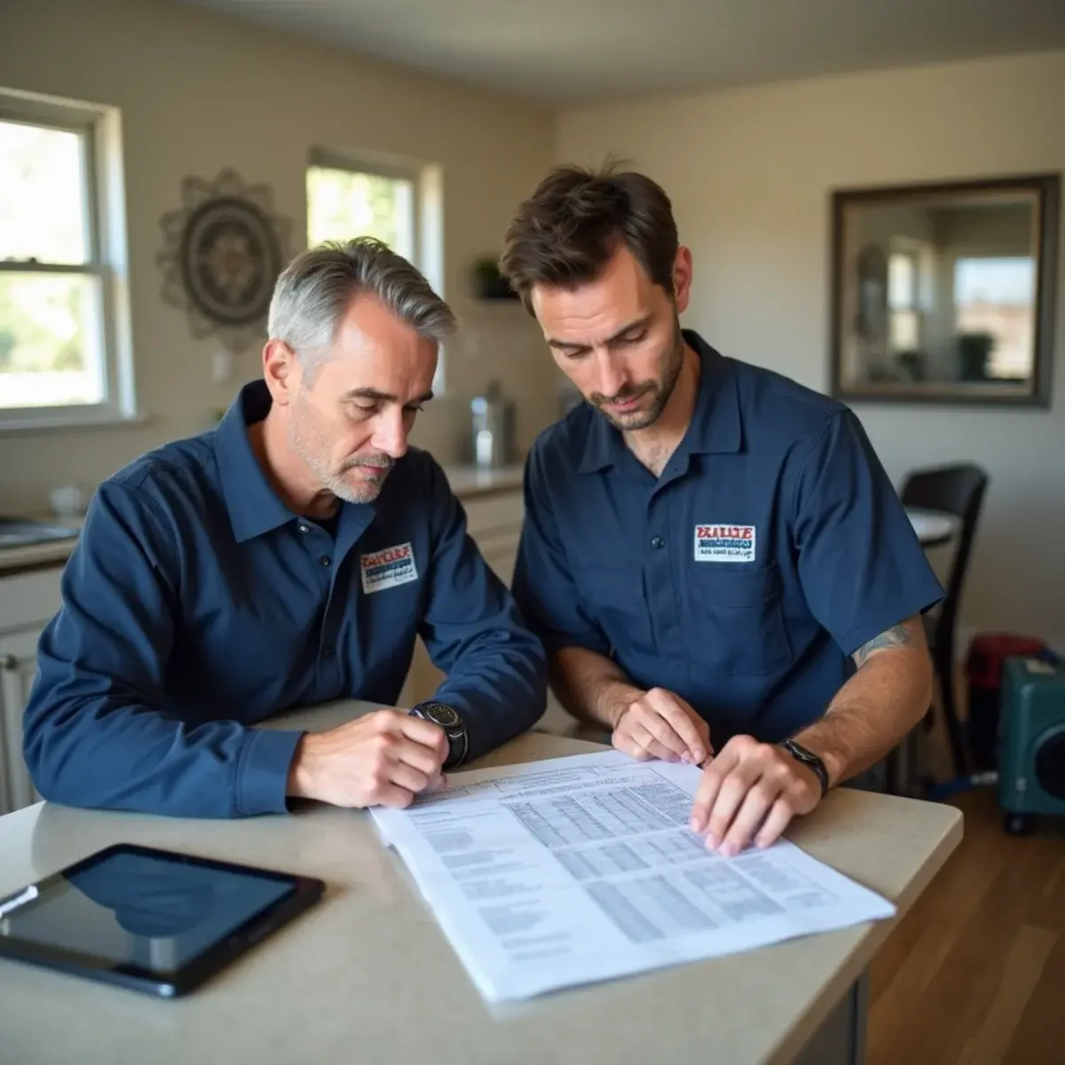 Restoration estimator reviewing a water damage scope with a homeowner in Glendale, CA