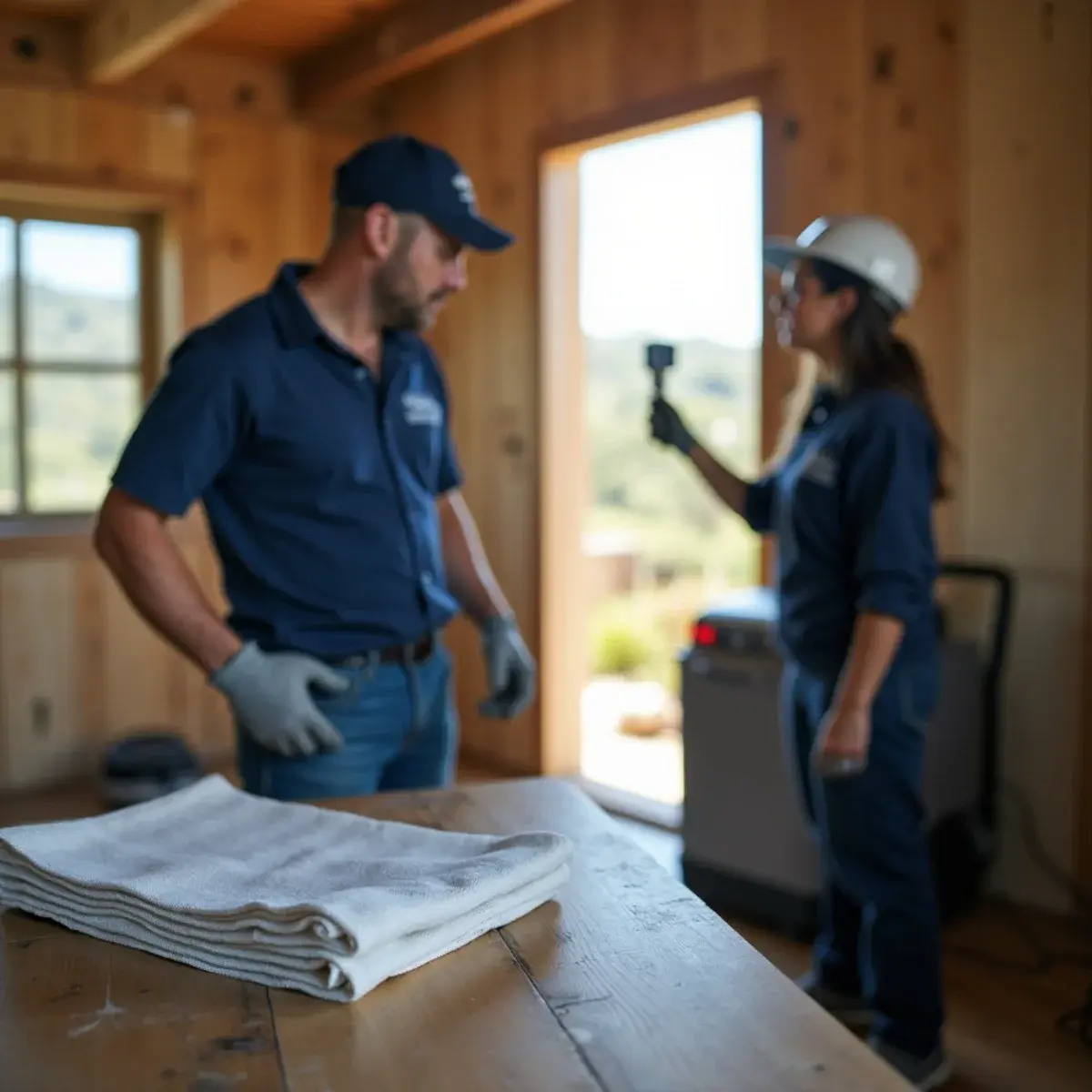 Water damage restoration crew working inside a home in Shadow Hills, CA