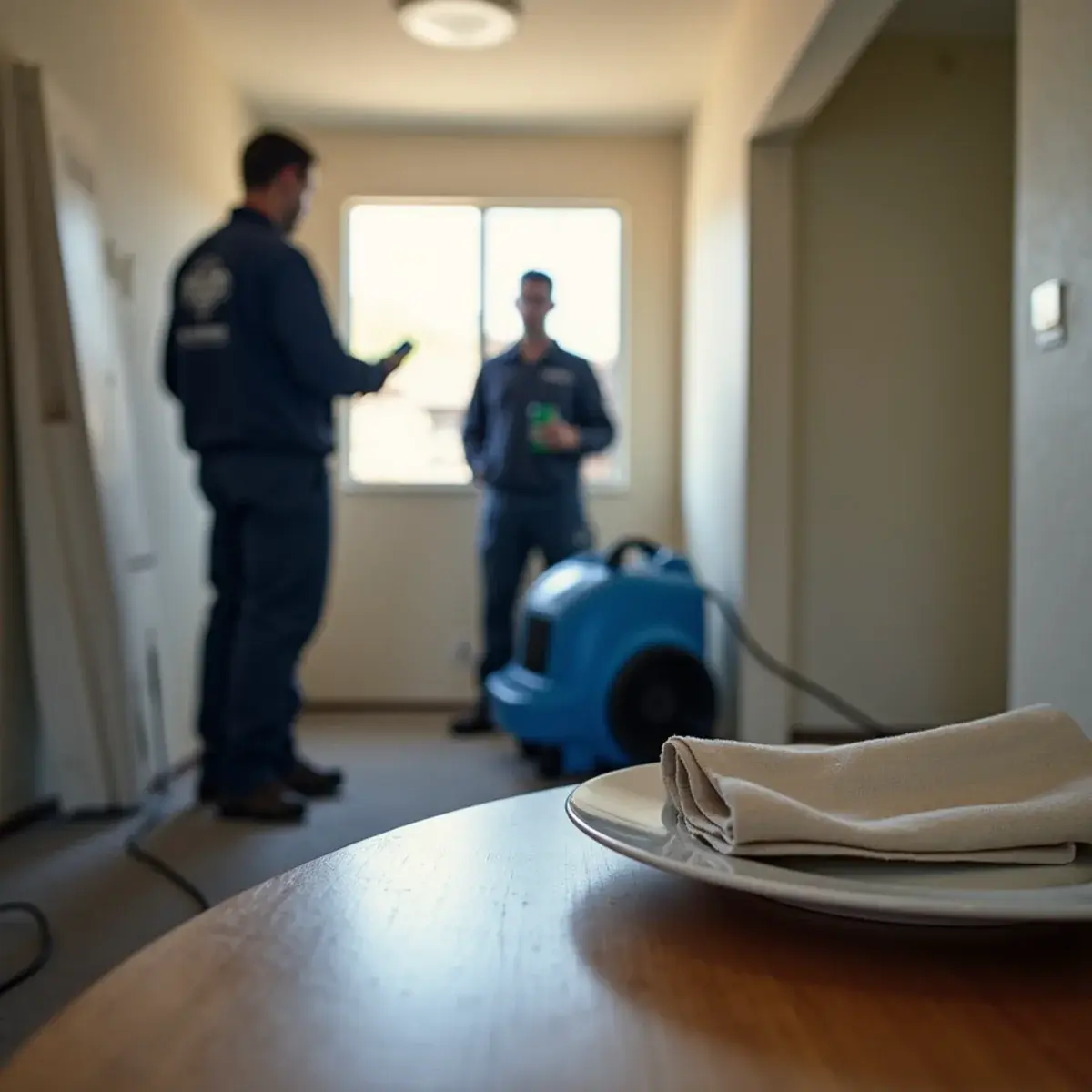 Water damage restoration crew working inside a home in Sylmar, CA