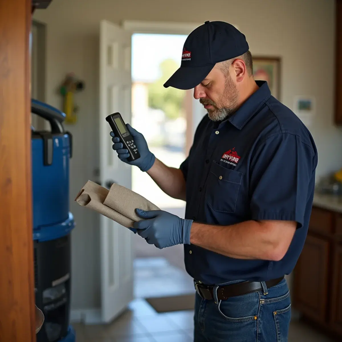 Water damage restoration crew working inside a home in Burbank, CA